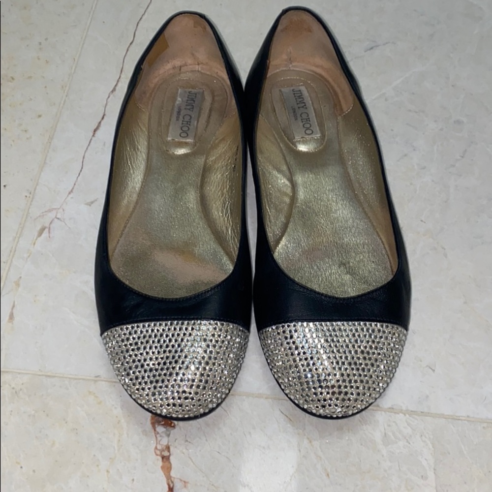 Relisted-Jimmy Choo Waine Leather Flat w/ Crystals